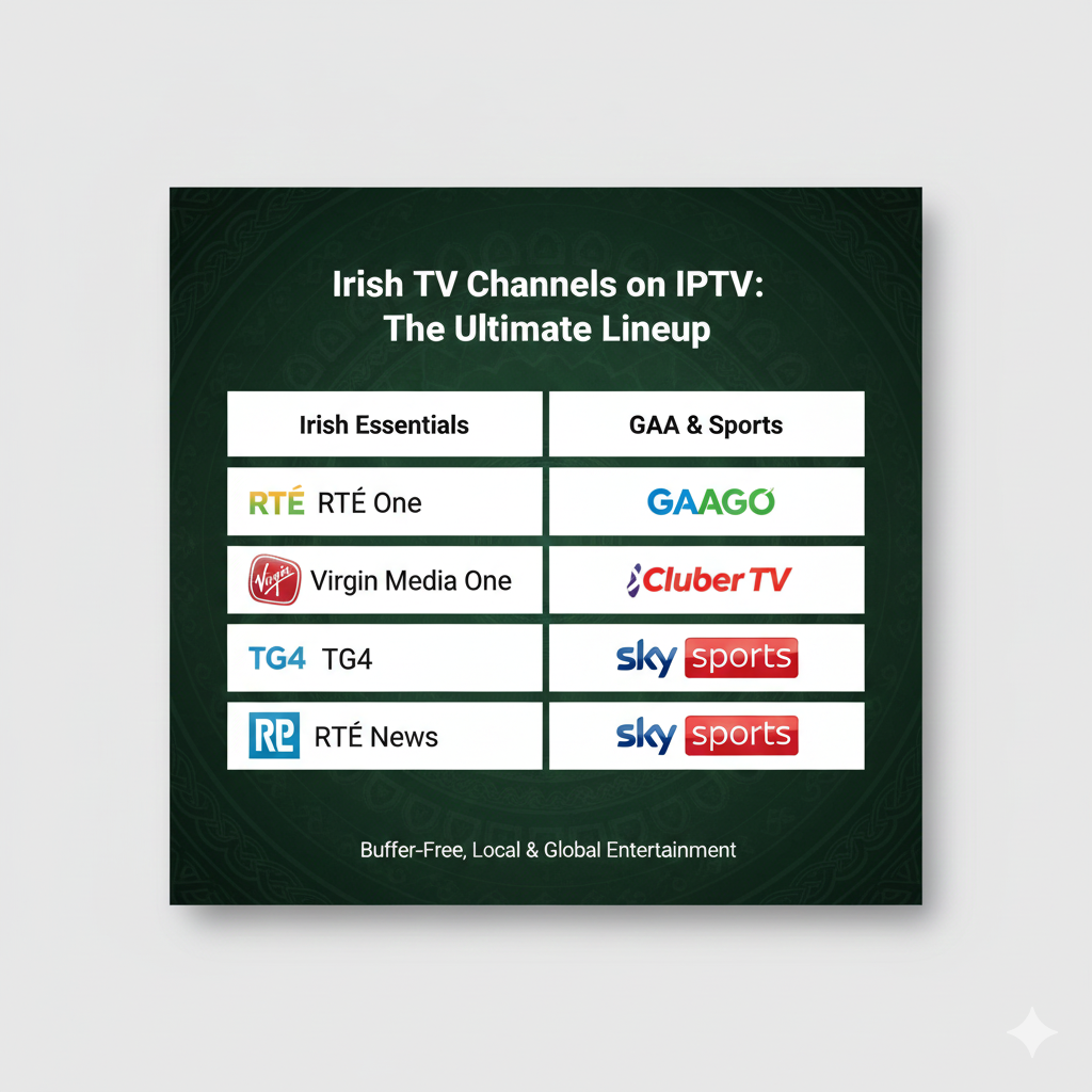 Visual comparison showing a smooth 50 FPS GAA hurling stream versus a choppy 25 FPS stream, highlighting low-latency Irish/UK servers and multi-device compatibility for watching Irish TV Channels.